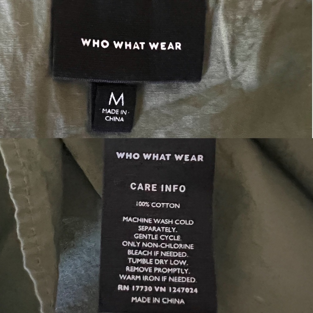 Who What Wear | Womens 100% Cotton Army Green  Button Up Wide Hem Midi Dress | M - Picture 16 of 17